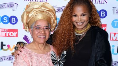 Dame Elizabeth Anionwu with her lifetime achievement award, presented by Janet Jackson, at the Pride of Britain Awards in 2019